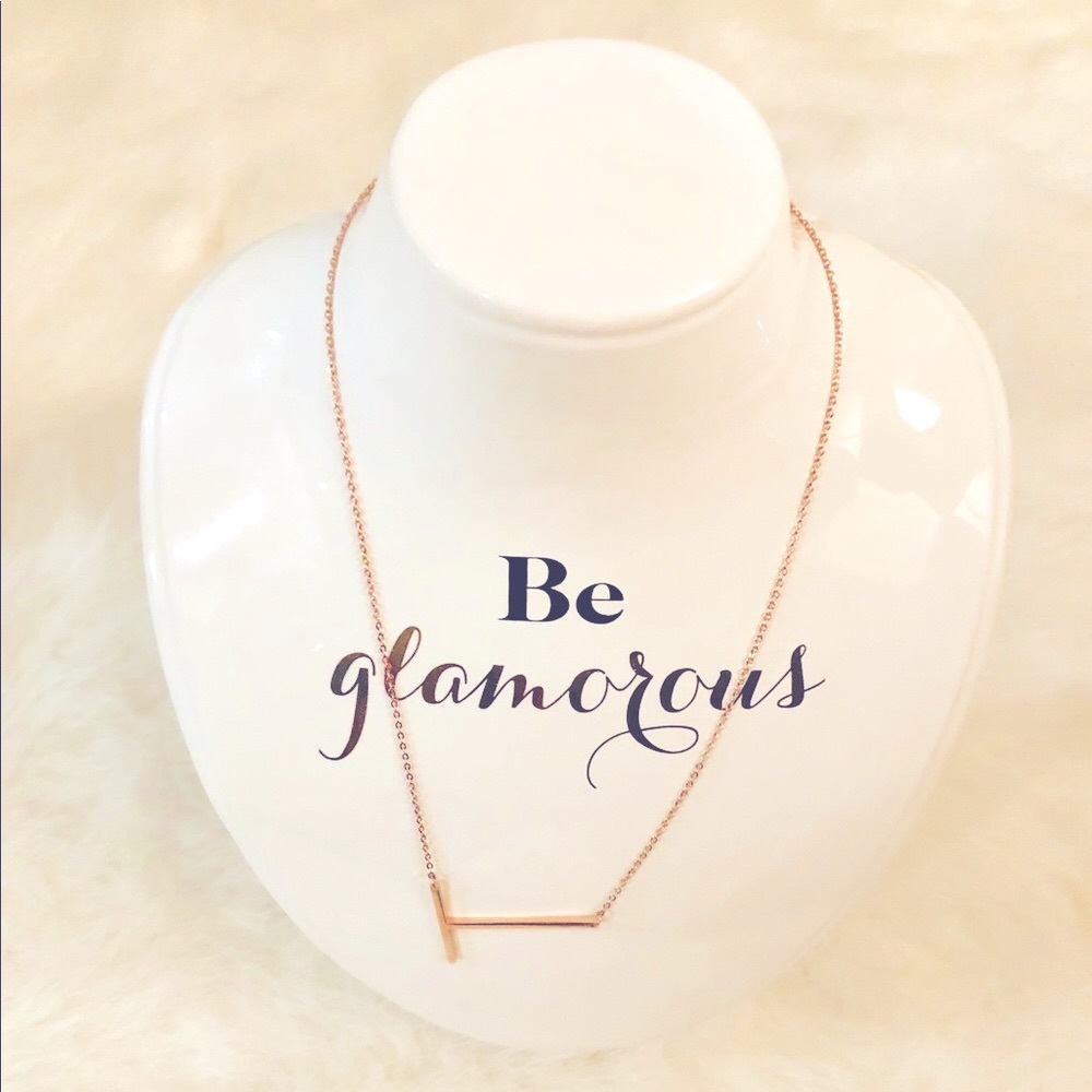 Large “T” Rose Gold Letter Initial Necklace🎁